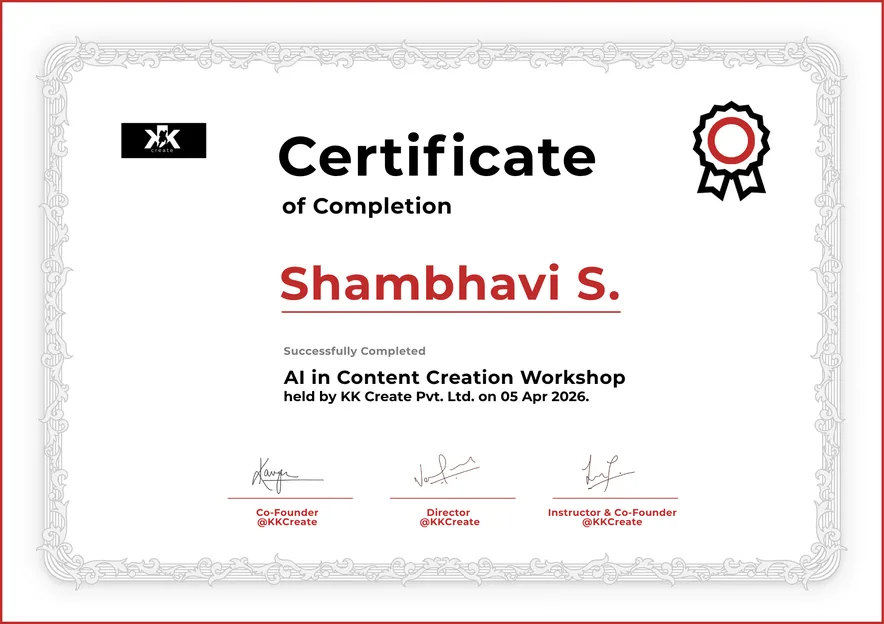 KK Create workshop certificate
